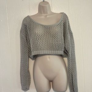 Millay cropped Long sleeve knit gray/silver sweater